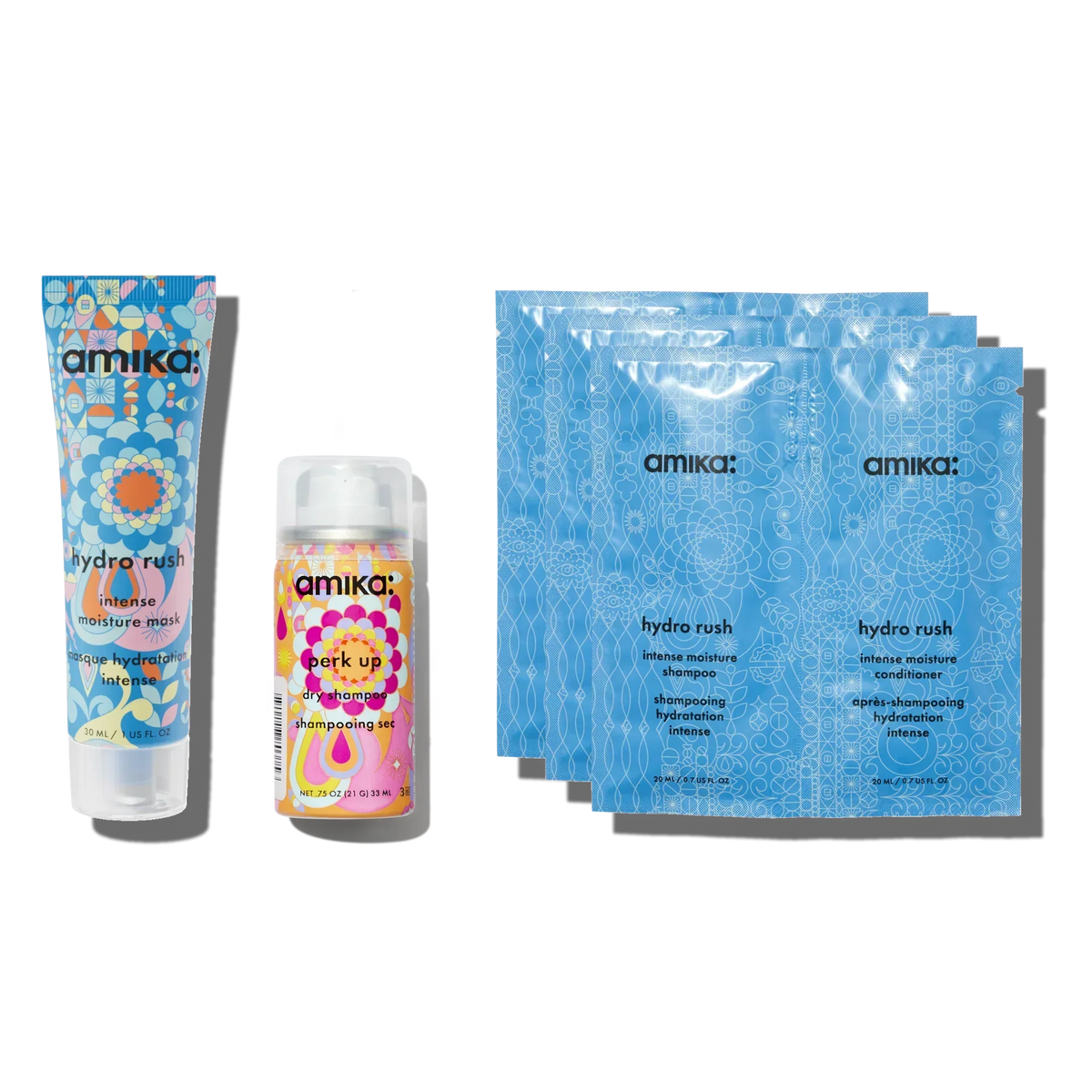 hydration trial kit hydro rush intense moisture shampoo, conditioner, mask + perk up dry shampoo Main image