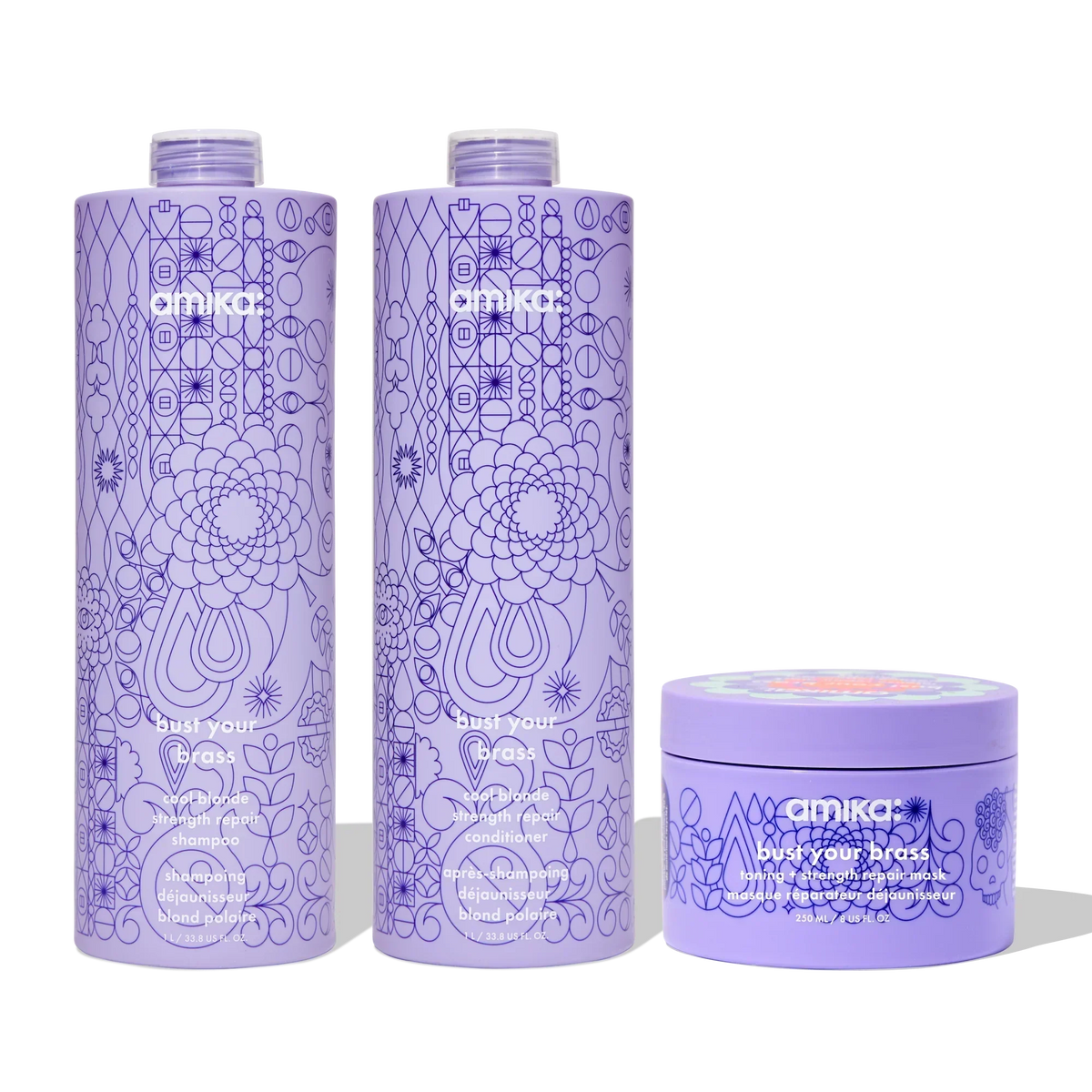 super-sized blonde set bust your brass cool blonde shampoo + conditioner + intense repair hair mask Main image